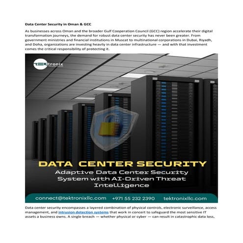 Comprehensive Six-Layer Data Center Security Solutions in Oman & GCC | PDF