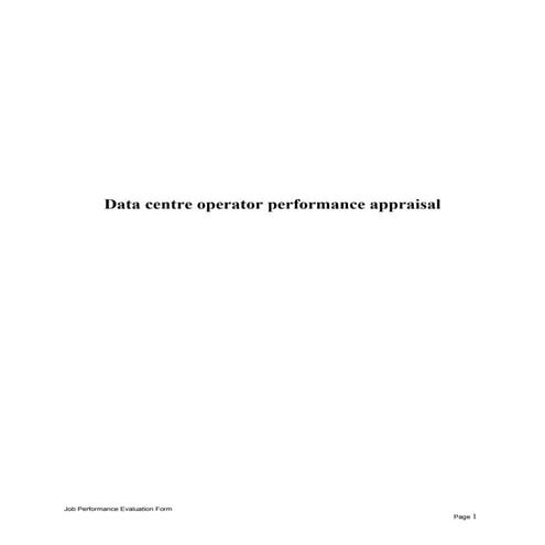 Data centre operator performance appraisal | DOC | Resume Writing and ...