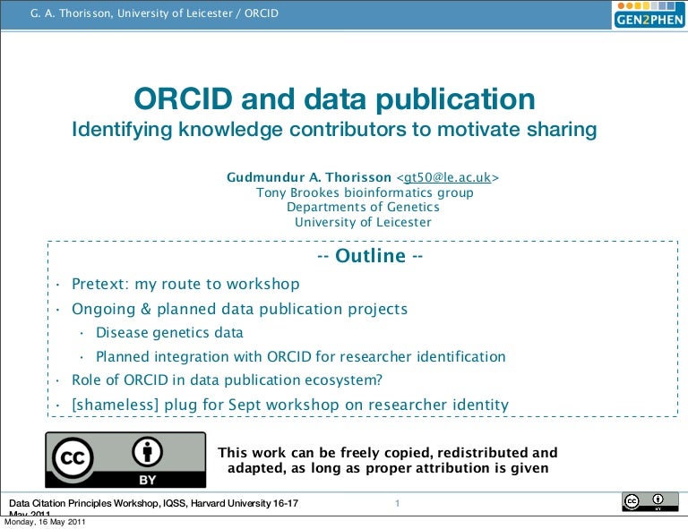 Data Citation Principles Harvard May 2011 ORCID and data