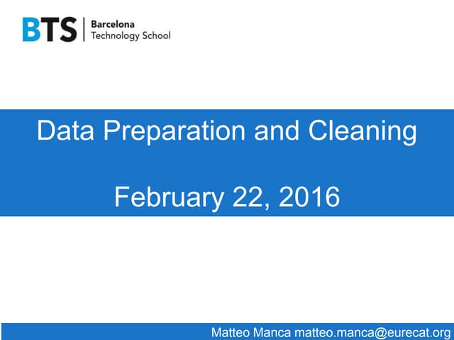 Introduction to data pre-processing and cleaning 