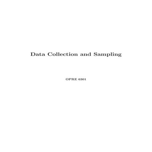 Sampling as data collection