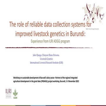 The role of reliable data collection systems for improved livestock genetics ...