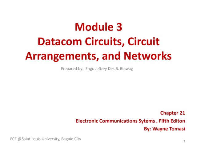 Datacom module 3:  Data Communications Circuits, Arrangements, and Networks