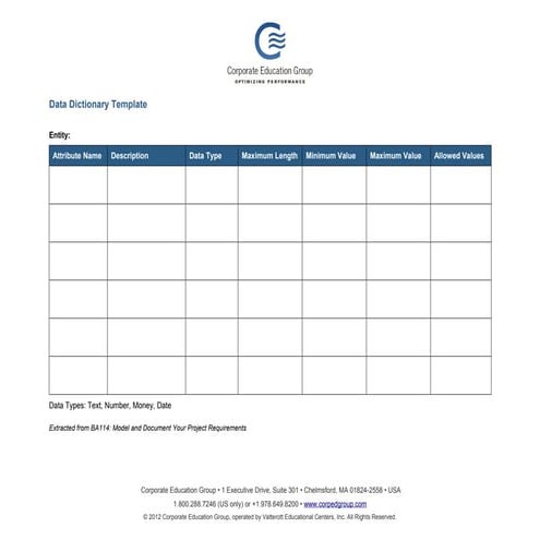 Data dictionary template | PPT