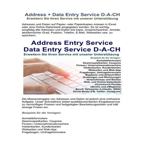 Data Entry Service Address Entry Service D-A-CH IHR Schreibbüro