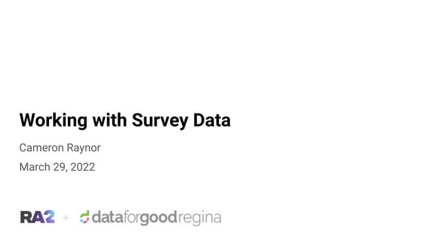 Working with survey data with Cameron Rayner
