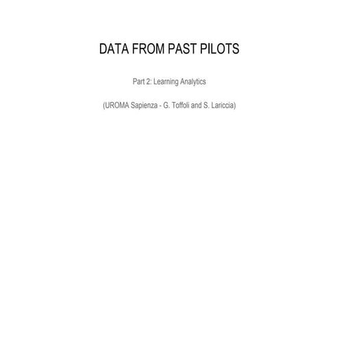 Data from past pilots   part 2  learning analytics