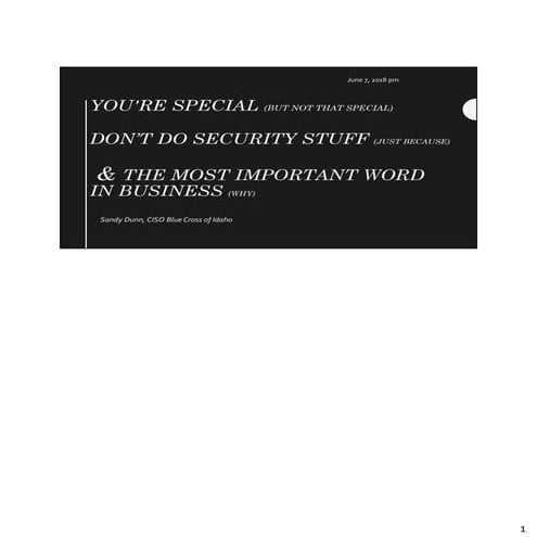 Your're Special (But Not That Special)