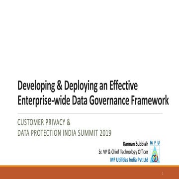 Developing & Deploying Effective Data Governance Framework | PPT