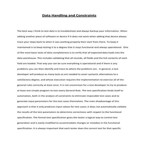 Data handling and constraints