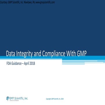 Data integrity  cGMP  requirements