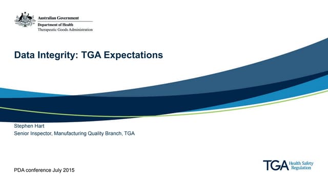 Data integrity: TGA expectations