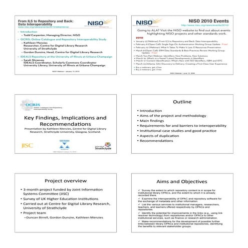Menzies and Shreeves, From ILS to Repository and Back: Data Interoperability