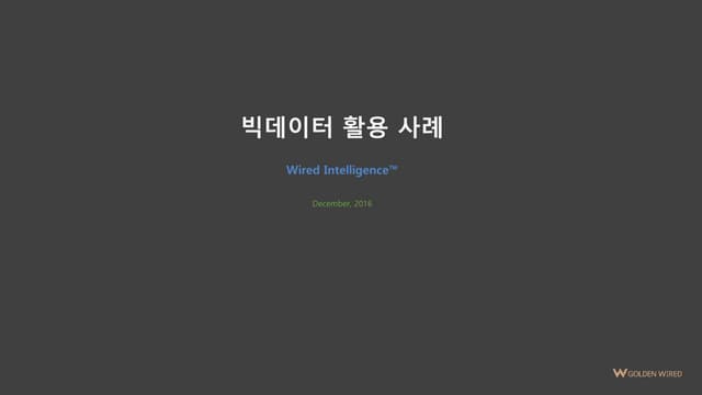 빅데이터 활용사례 by GoldenWired INC.