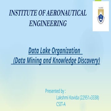 Data Lake Organization (Data Mining and Knowledge discovery)