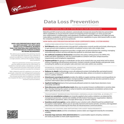 Data Loss Prevention with WatchGuard XCS Solutions