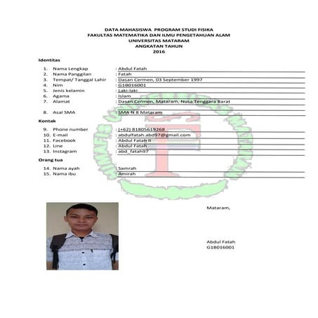 Data penghurus himafis periode 2018-2019