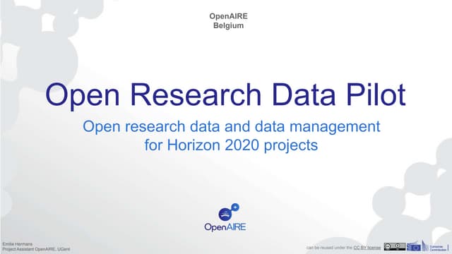 Webinar: Data management and the Open Research Data Pilot in Horizon 2020 