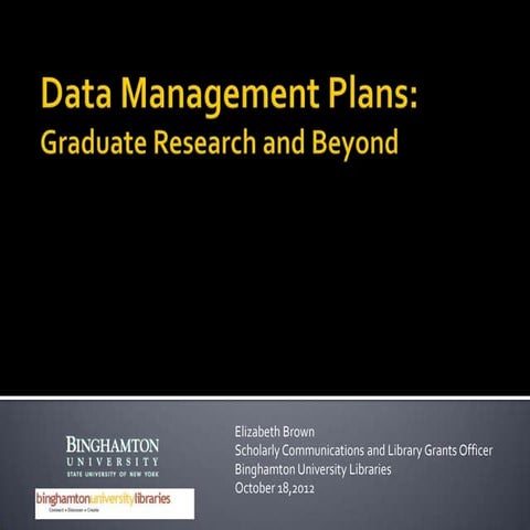 Data management plans archeology class 10 18 2012
