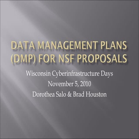 Data management plans