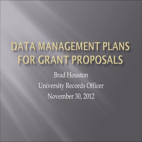 Data management plans