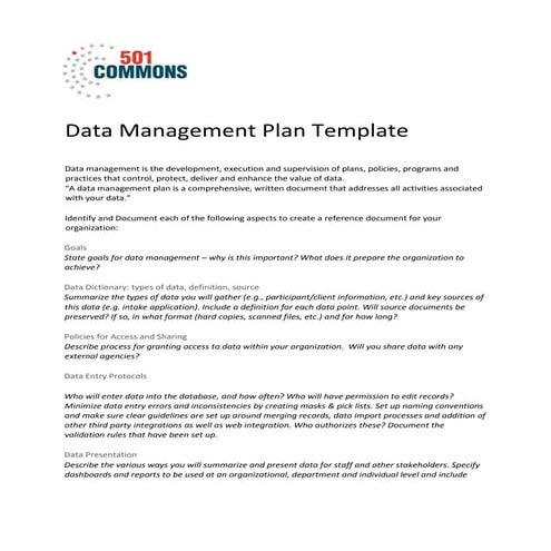 Data management plan template | PDF