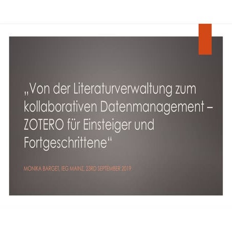 Bibliographic data management and data analysis with ZOTERO