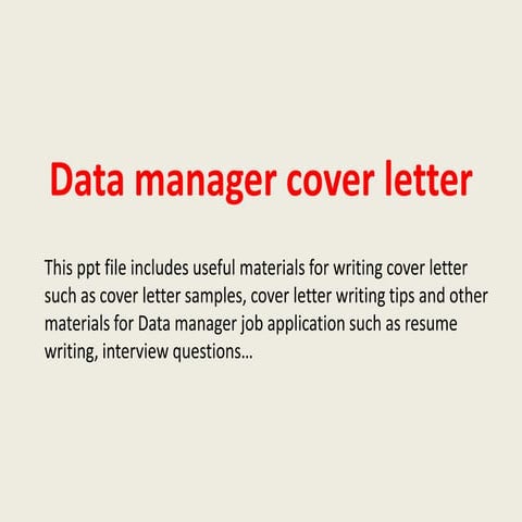 Data manager cover letter