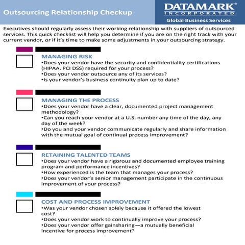 DATAMARK Outsourcing Relationship Checkup