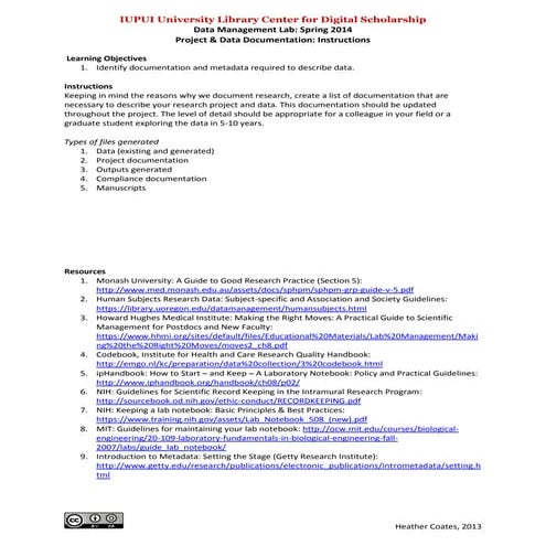 Data Management Lab: Session 2 - Documentation Instructions