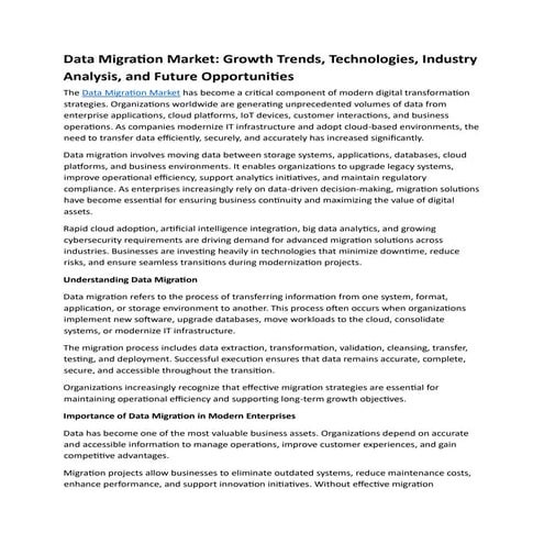 Data Migration Market Growth 2032: AI-Driven Migration, Cloud ...