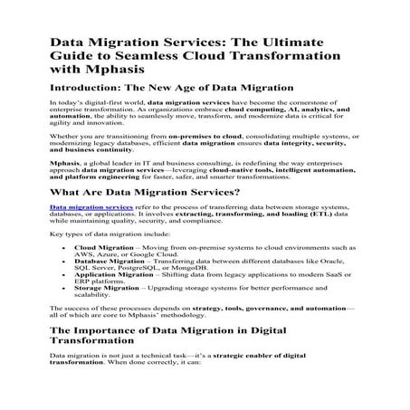 Data Migration Services: The Ultimate Guide to Seamless Cloud Transformation ...