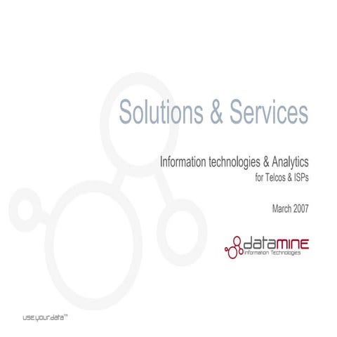 Information technologies & Analytics for Telcos & ISPs