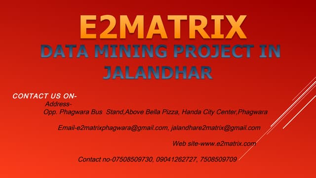 Data mining final year project in jalandhar