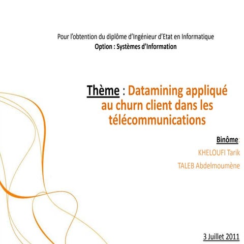 Datamining appliqué au churn client dans les télécommunications