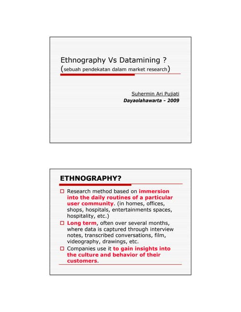 Datamining  Etnography