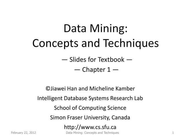 Data mining (lecture 1 & 2) conecpts and techniques