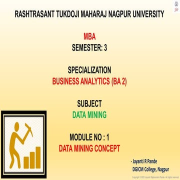 Data Mining Module 1 Business Analytics.