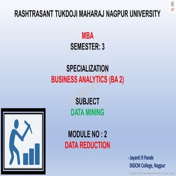 Data Mining Module 2 Business Analytics. | PPT