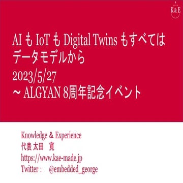 AI も IoT も Digital Twins も、すべてはデータモデルから