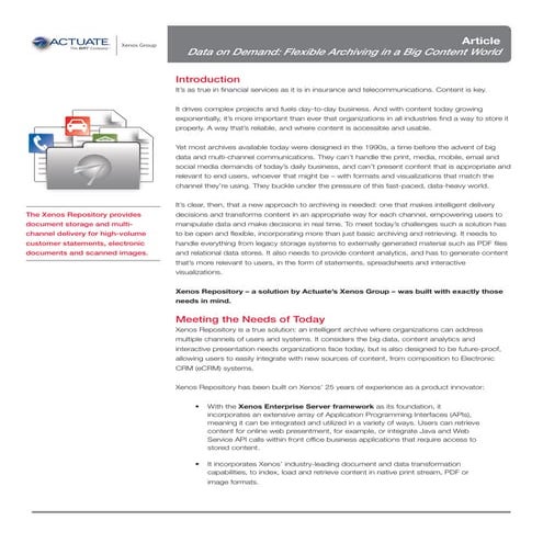 Data on demand   flexible archiving in a big content world