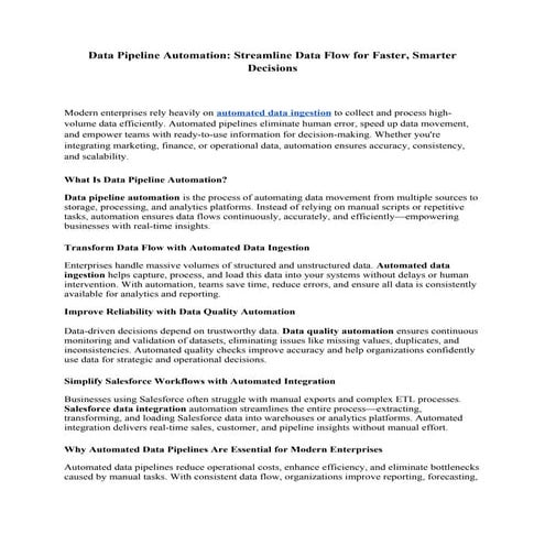 Data Pipeline Automation_ Streamline Data Flow for Faster, Smarter Decisions....