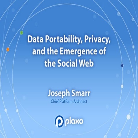 Data Portability, Privacy, And The Emergence Of The Social Web Presentation