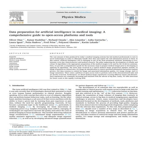 Data preparation for artificial intelligence in medical imaging - A comprehen...