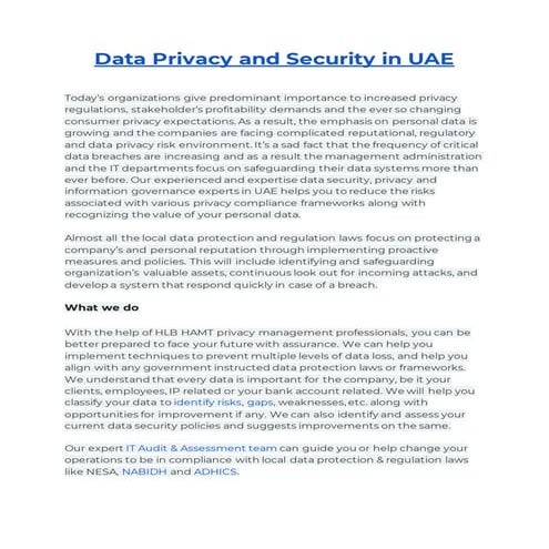Data privacy and security in uae