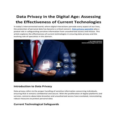 Data Privacy in the Digital Age: Assessing the Effectiveness of Current Techn...