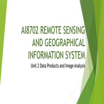Data products and Image Analysis Remote sensing