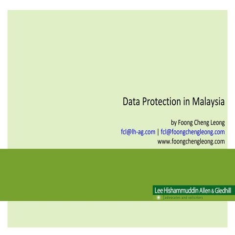 Personal Data Protection in Malaysia
