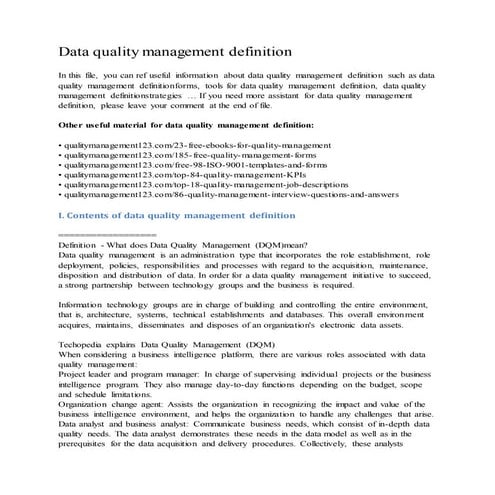 Data quality management definition