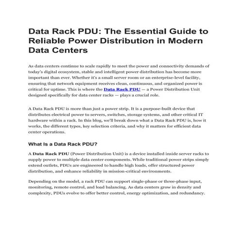 oltz Data Rack PDU: Your Guide to Stable Power in Modern Data Centers